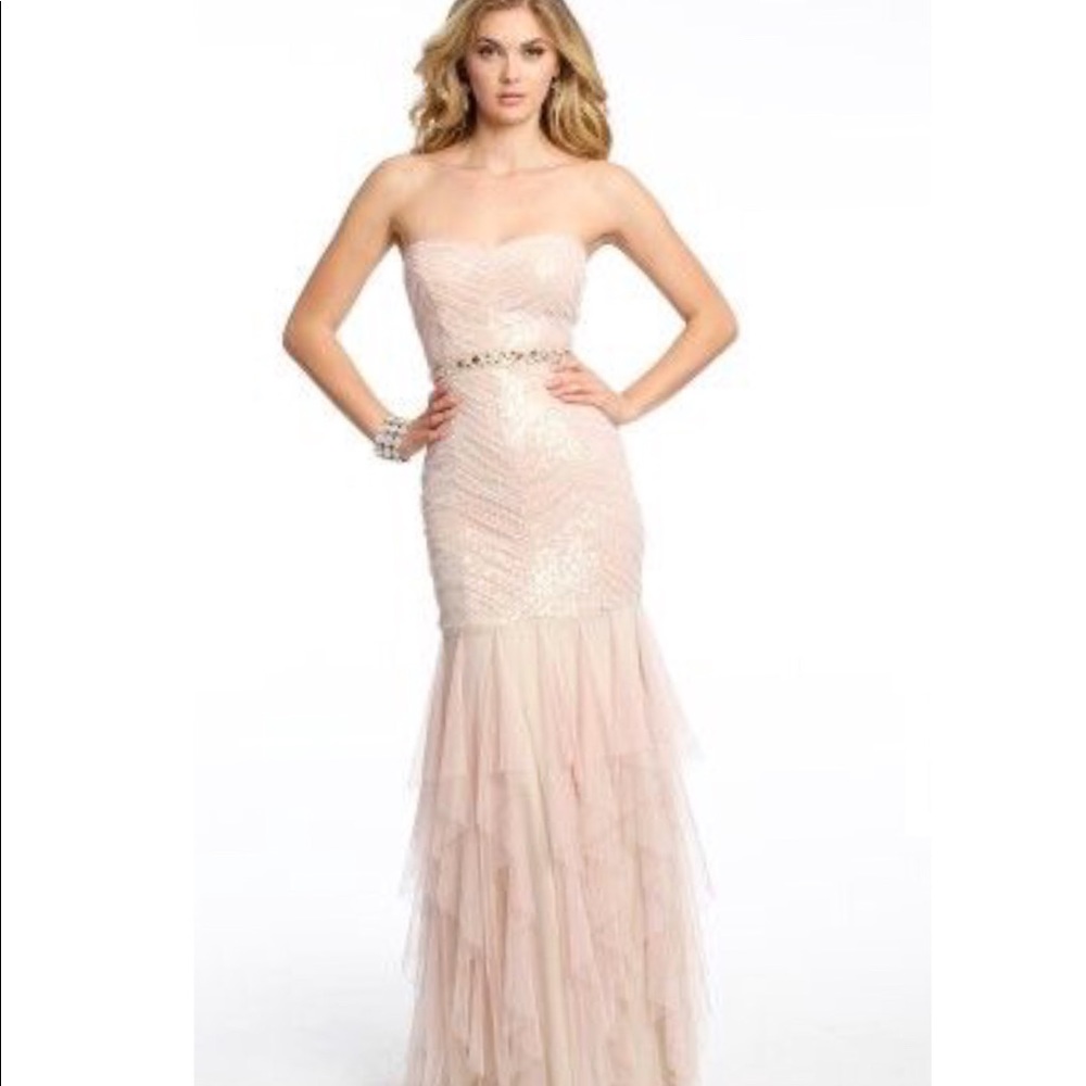 Hailey Logan Blush Sequin Mermaid Prom Dress